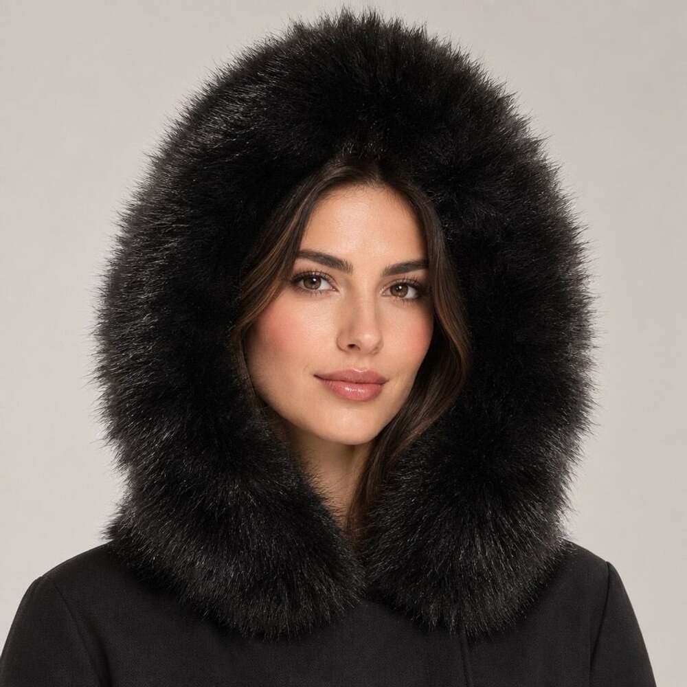 Black Fur Trim Hood Attachment